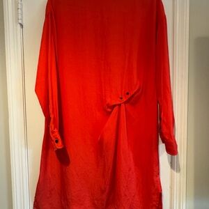 Vibrant Red Long-Sleeve Dress